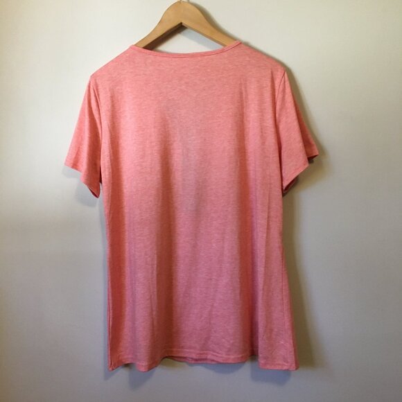 Coral Pink Womens Zipper + Button Punky Brewster Quirky Petal Hem A-line Tee XL - Picture 2 of 14